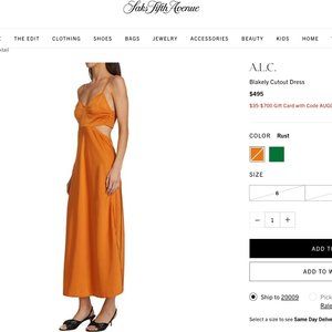 A.L.C Blakely Cutout Dress in Rust Size 6